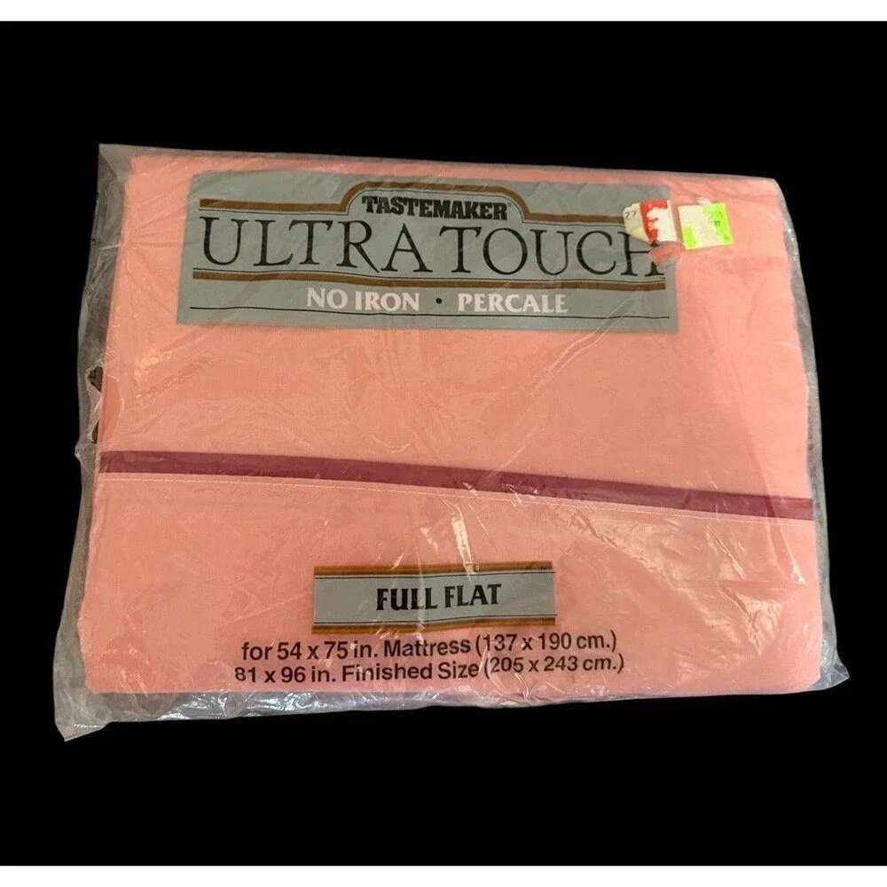 Tastemaker Ultra Touch No Iron Percale Full Flat Sheet Mauve Pink JP Stevens